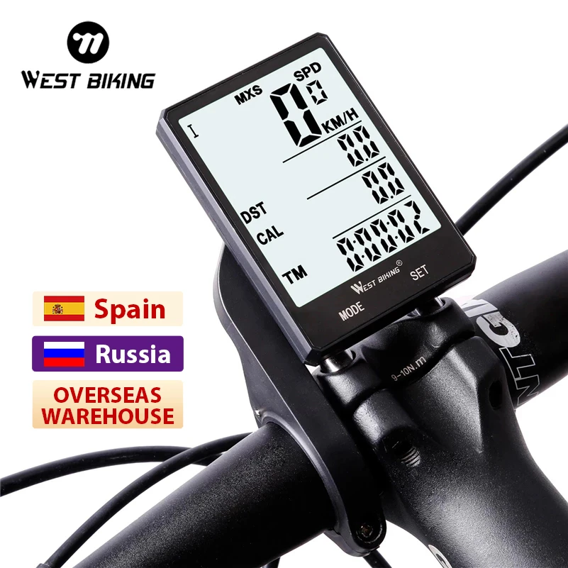 WEST BIKING Bicycle Computer digital Speedometer Odometer Backlight Wireless Wired Bike Stopwatch Computer Bicycle Accessories