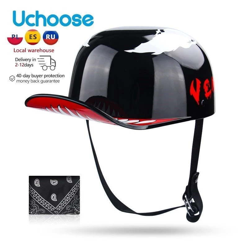 2021 Baseball Cap Helmet Motorcycle Vintage Retro Helmets Summer Open Face Scooter Cruiser Chopper Gangster DS Men Women Kid