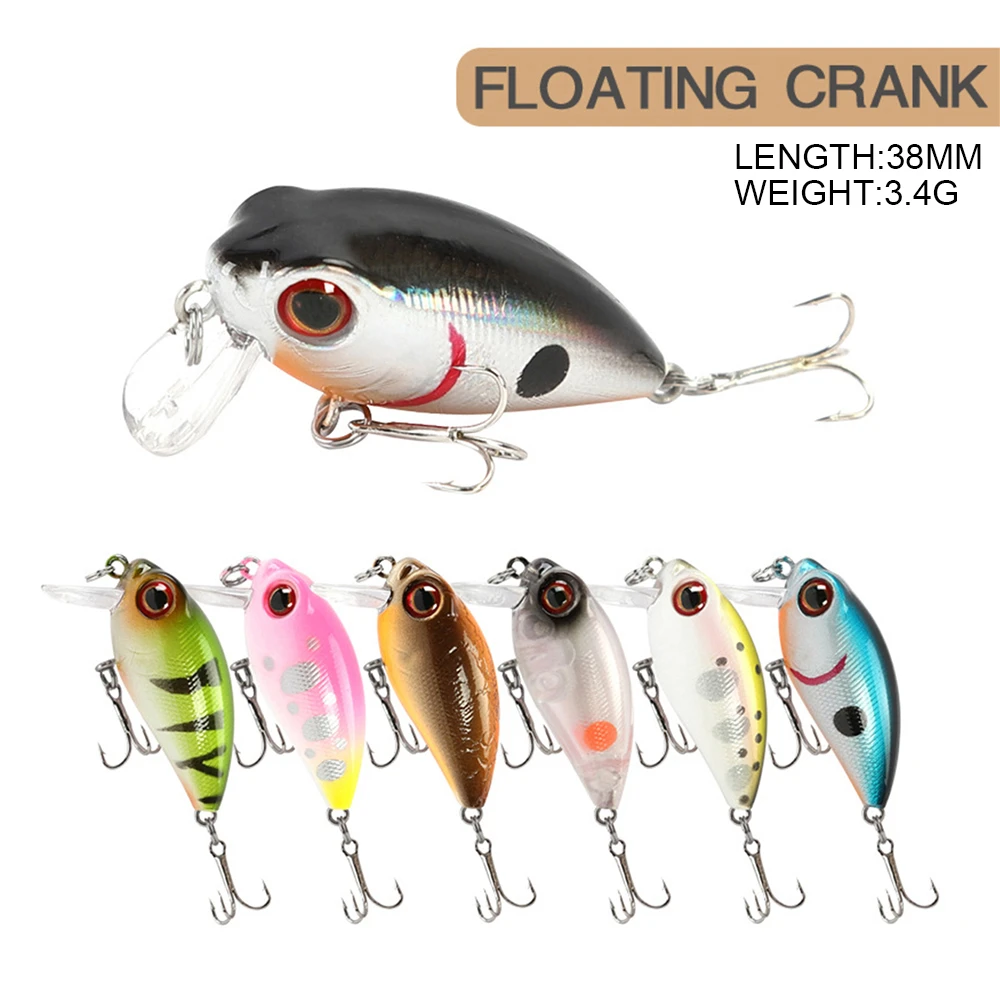 Mises 3.8cm 3.4g Ten Colors Mini Floating Bionic Crank Little Fatty Lure Artificial Bait Hard Bait Fishing Lure Wobbler