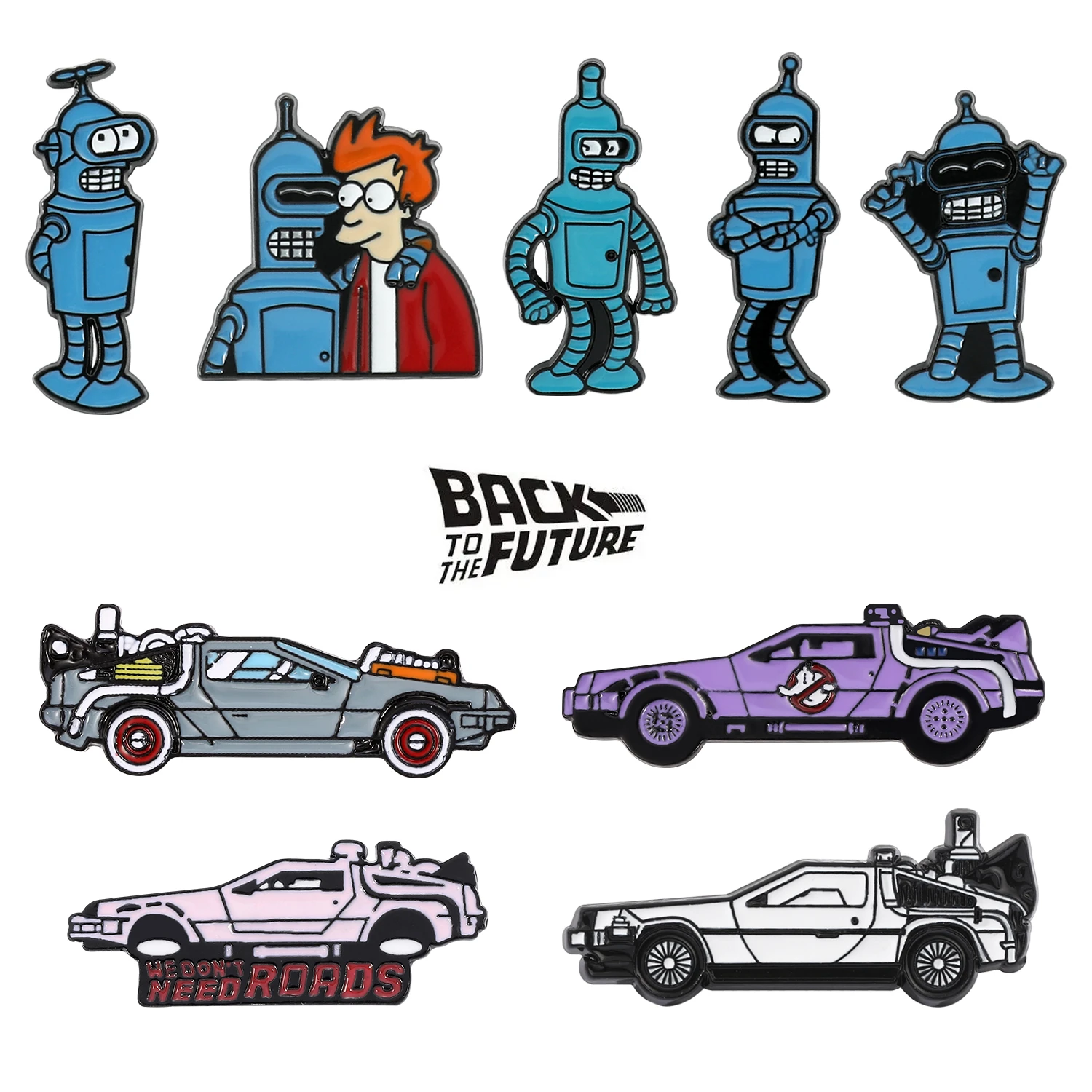 Back To The Future Hard Enamel Pins Brooch Women Backpack Bags Badge Car Model Movie Lapel Jewelry Gifts