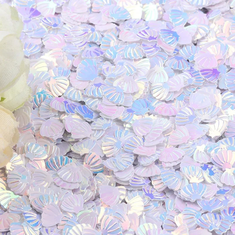 15g Iridescent Sparkle Shell Glitter Confetti 7MM Purple For Baby Shower Confetti Party Table Scatter Decor DIY Supplie