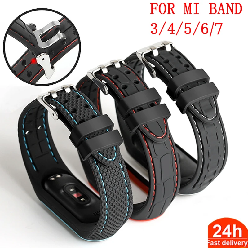 Strap For Xiaomi Mi band 6 5 4 Sport belt Amazfit band 5 Silicone Smart watchband replacement bracelet for mi band 3 4 5 6 strap