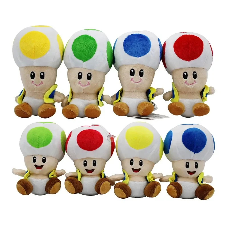 17cm Super Mario Game Plush Doll Toy Toad Anime Game Character Chinobio 4 Color Sitting Mushroom Man Plush Doll Birthday Gifts