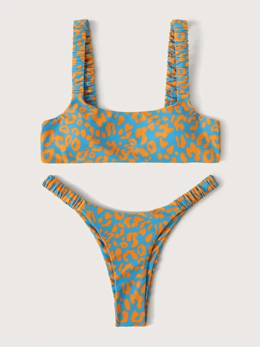 Sexy Micro Bikini 2020 Women Orange Leopard Push Up Padded Thong Swimsuit Female Cut Out Bathing Suit Swimwear Trajes De Bano