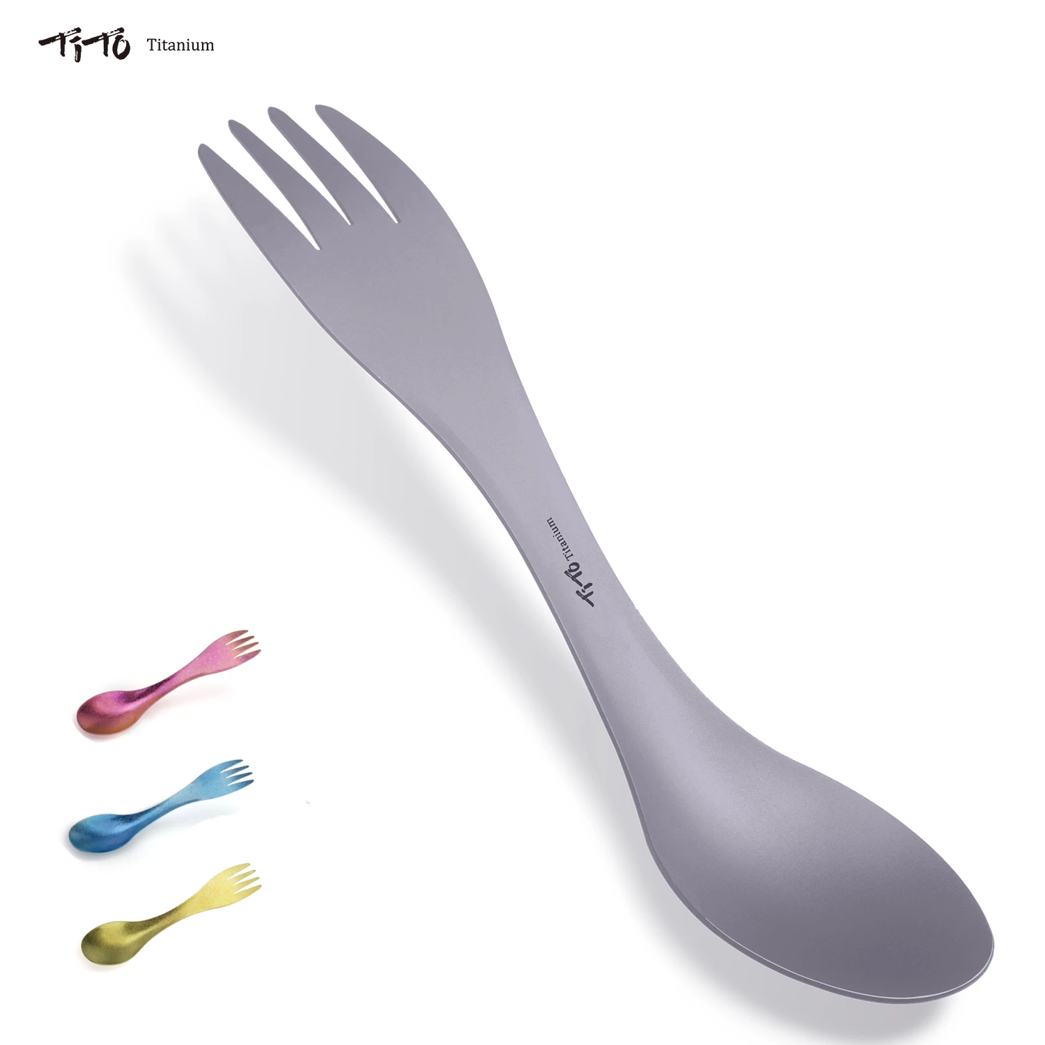 TiTo  Pure Titanium Spork Spoon Ultralight Cookware Portable for Outdoor Camping  Picnic  Hiking Travel Tableware Camping spoon