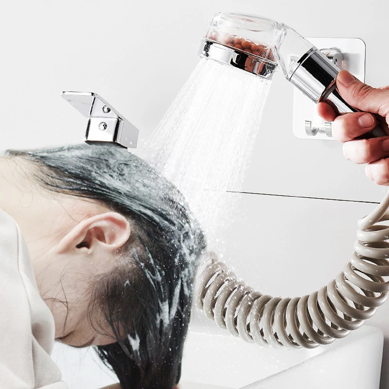 Bathroom Basin Faucet Extender External Shower Head Washbasin Tap Water Divider Bidet Sprayer for Hair Washing Toilet Cleaning