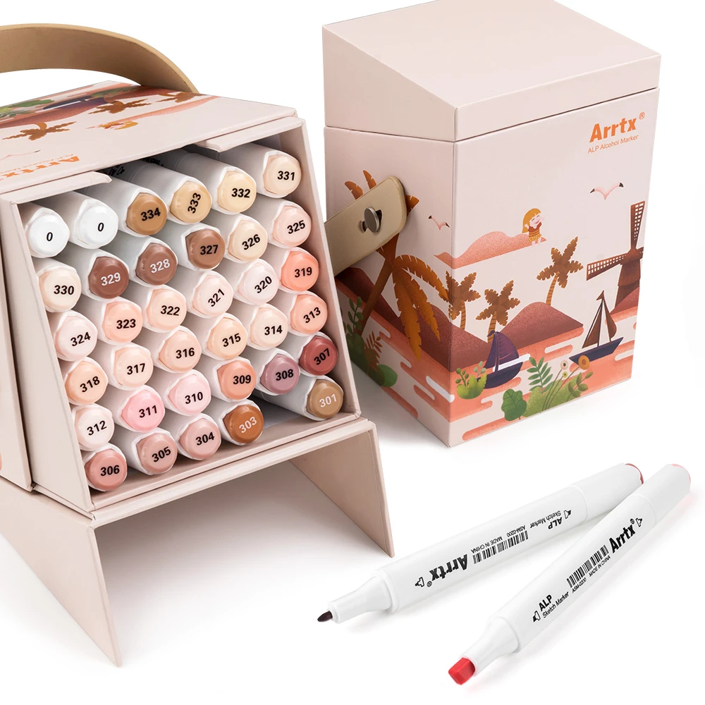 Arrtx ALP Skin Tune 36 Colors Alcohol Marker Dual Tips Marker Pen  Perfect for Figure Painting Portrait Design Carton Coloring
