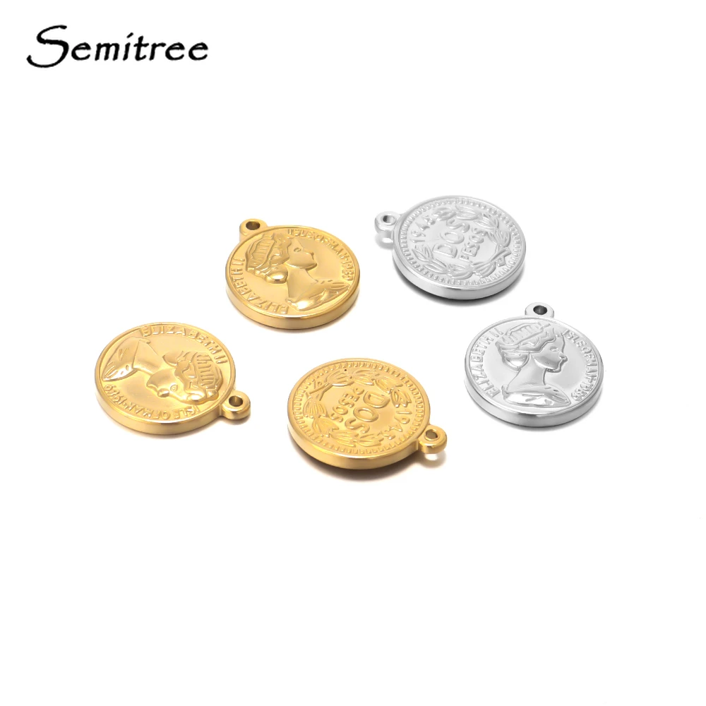 Semitree 5pcs Stainless Steel Queen Charms Pendant DIY Necklace Jewelry Findings Bracelet Charm Making Handicraft Accessories