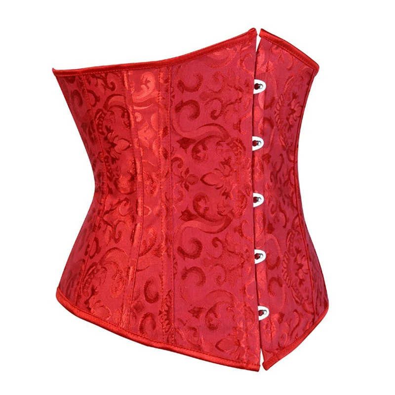 caudutas women's underbust corset bustiers floral gothic  corset sexy lingerie mini corset cupless vintage costume plus size red