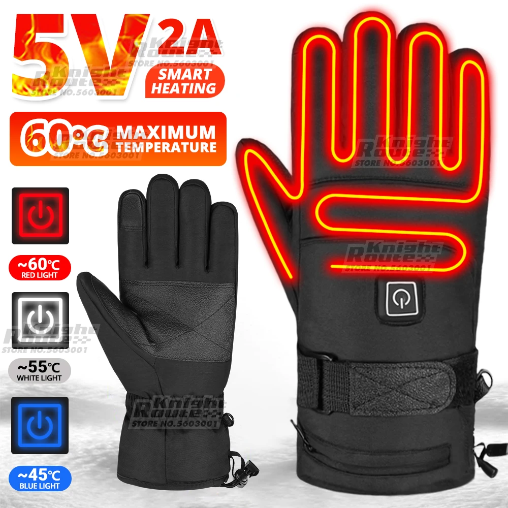 Winter Motorcycle Gloves Water-resistant Heated Gloves Motorbike Racing Riding Gloves Touch Screen Battery Powered Guantes Moto