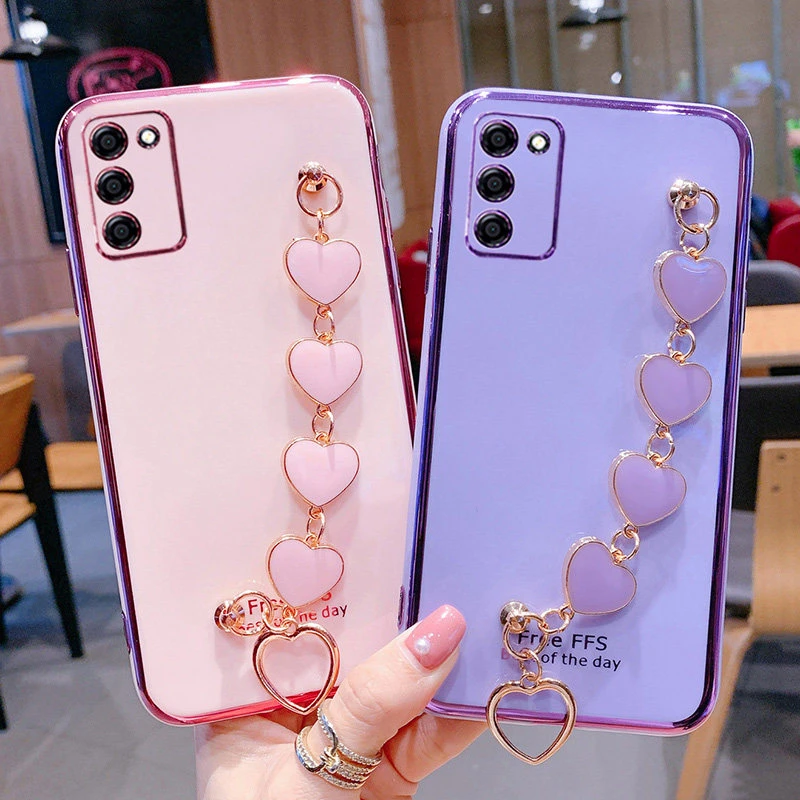 Luxury Plating Love Bracelet Wrist Chian Strap soft Case For Samsung Galaxy S21 S20 S10 S9 S20FE Plus Ultra Note 8 9 10 20 Cover