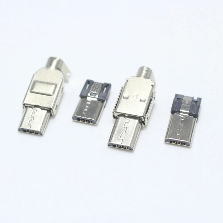 2/5/10set Micro USB 5PIN Welding Type Male Plug Connector Charger 5P USB Tail Charging jack 3 in 1 Metal Parts