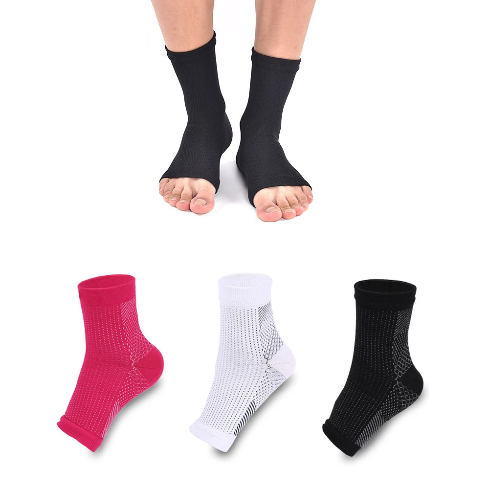 Summer Autumn Spring Men Women Compression Foot Ankle Sleeve Anti Fatigue Medical Middle Tube Socks for Swelling Plantar, 1 Pair