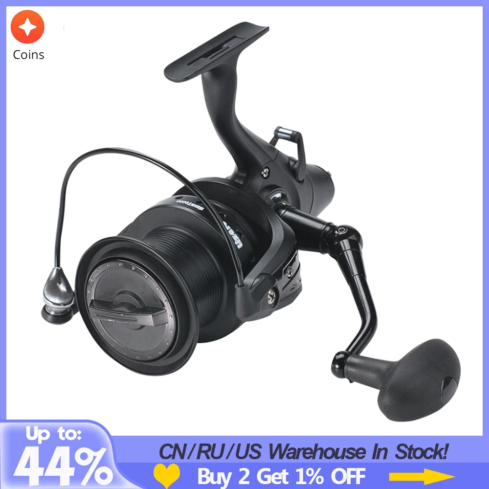 12+1 BB Double Drag Carp Fishing Reel Spinning Reel w/Front and Rear Left Right Interchangeable Wheels for Saltwater Freshwater