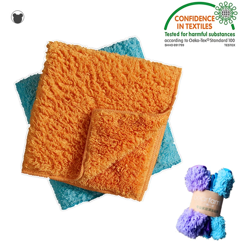 BEAR FAMILY 2PCS/SET Super absorbent cleaning cloth soft fluffy microfibers for household cleaning microfiber rags table 35*35cm