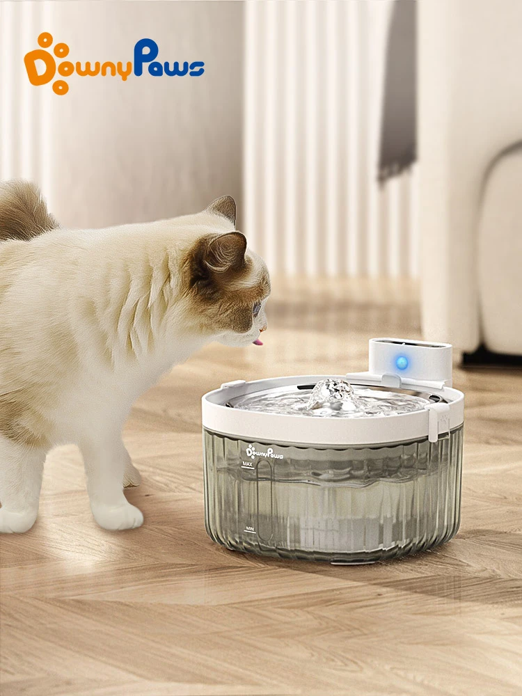 DownyPaws Battery Operated Cat Water Fountain Motion Sensor Dog Dispenser Filter Automatic Drinker Stainless Steel Pet Feeder