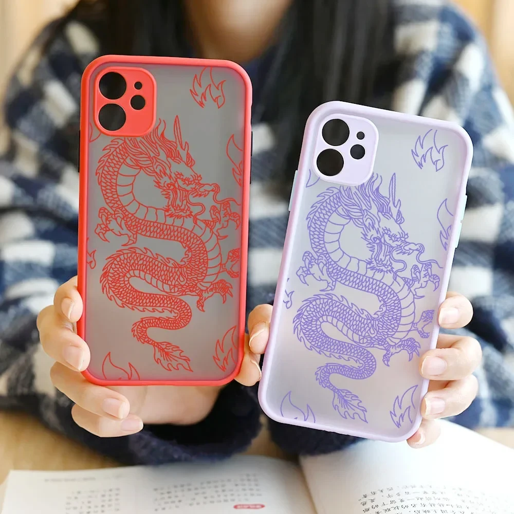 Fashion Purple Dragon Animal Pattern Phone Case For iPhone 11 Pro 12 XS MAX X 7 XR SE20 8 6Plus Glossy Soft Silicone Cover Coque