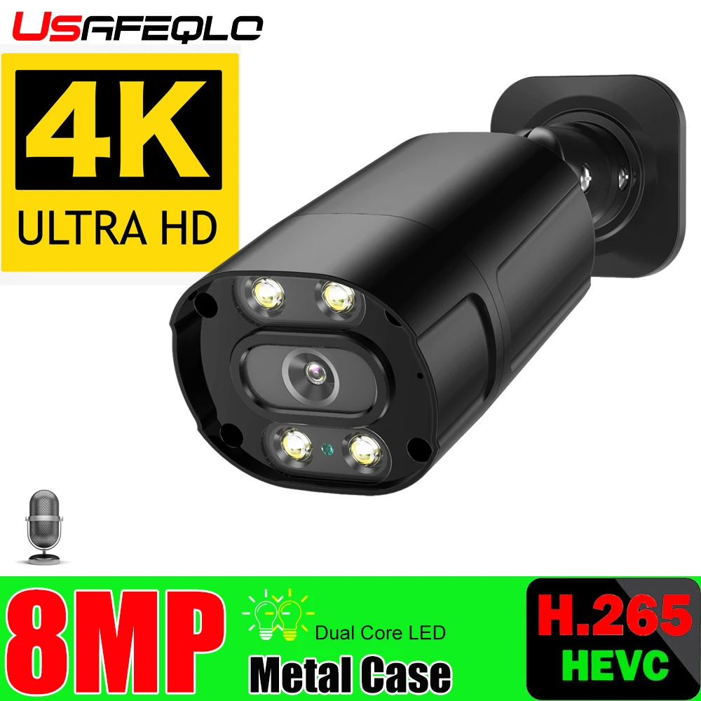 8MP 4K IP Camera Outdoor H.265 Onvif Bullet CCTV Array Night Vision IR 4MP POE Video Surveillance Camera Metal Support NVR