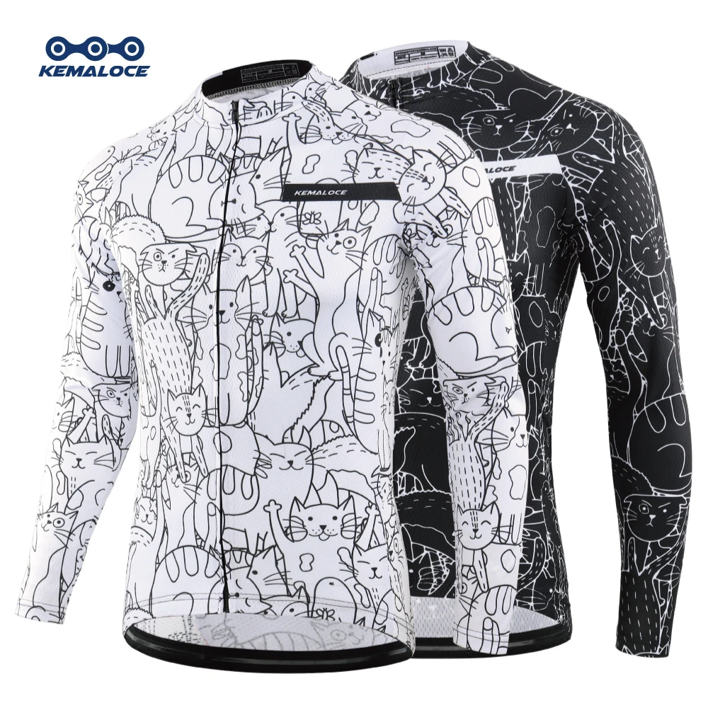 KEMALOCE White Cycling Jersey MTB Jersey 2021 Bicycle Team Cycling Shirt Men Long Sleeve Bike Wear Summer Premium Cycle Clothes