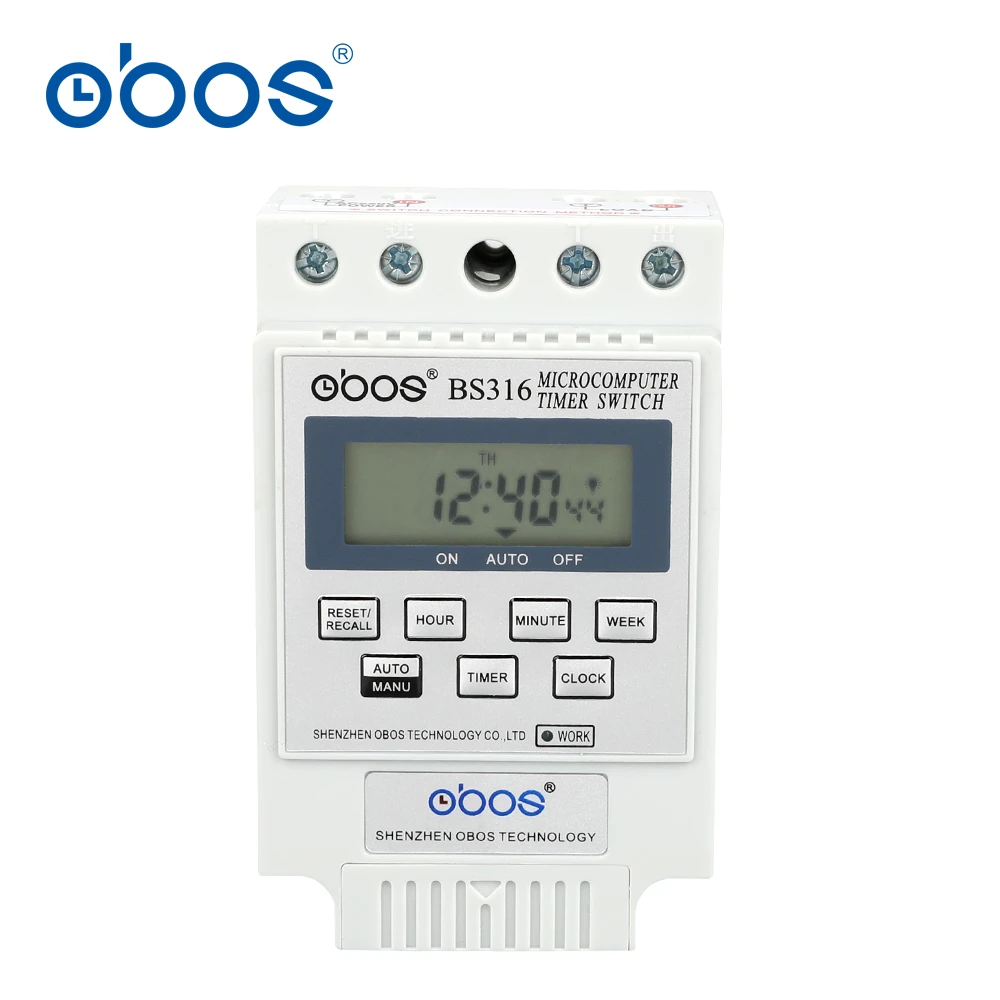 OBOS beautiful appearance 220V digital weekly timer white timer switch with 10 times on/off per day time set range 1min-168H