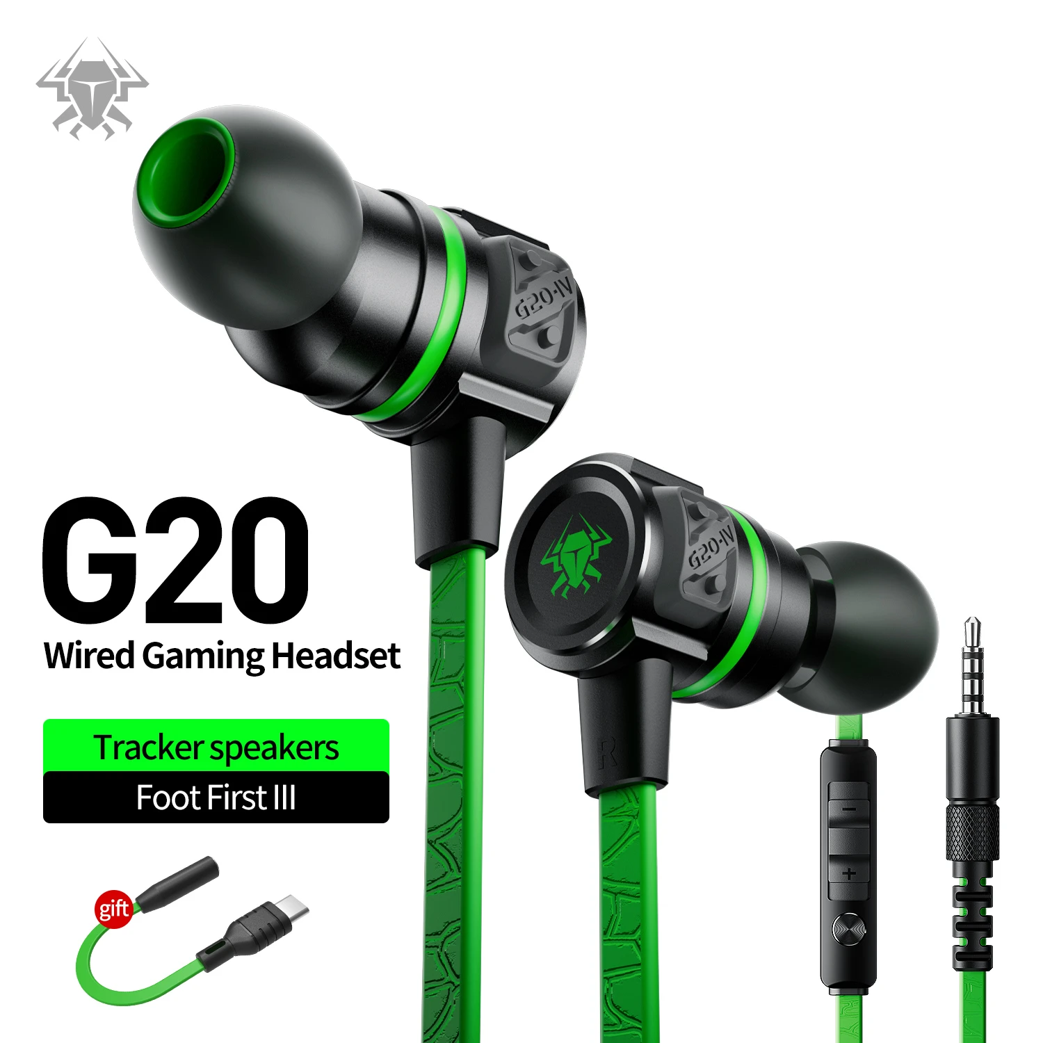 Gaming headphones TYPE C G20 hammerhead Bass earphones with mic Gaming Headset for PUBG gamer Play 2.2M wired Earphone for phone