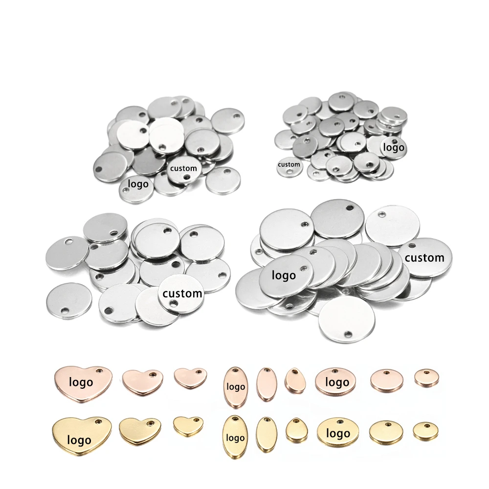 10-50pcs 6-30mm Stainless Steel Charms Round Dog Tag Pendant Stamping Blanks Pendants For Necklaces DIY Jewelry Making