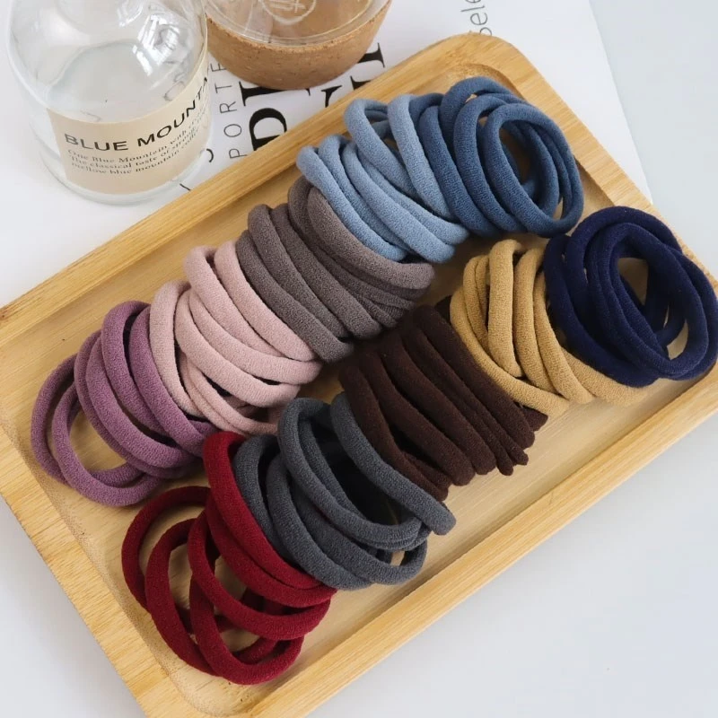 Girls 4CM Colorful Nylon Elastic Hair Bands 10/30/60PCS Set Ponytail Hair Accessories Holder Rubber Bands Scrunchie Headband