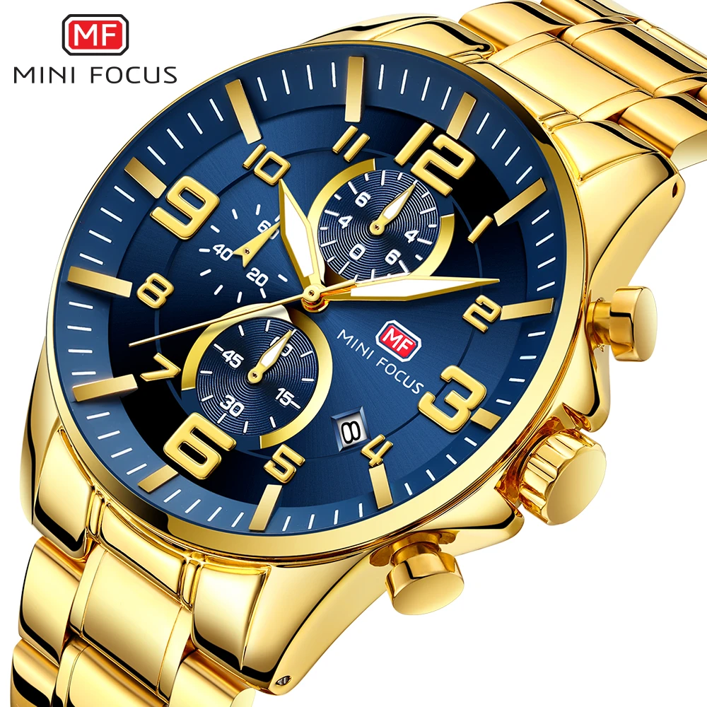 MINI FOCUS Watches Mens 2020 Top Brand Luxury Gold Watch Calendar Waterproof Chronograph Multi Function Business Horloges Mannen