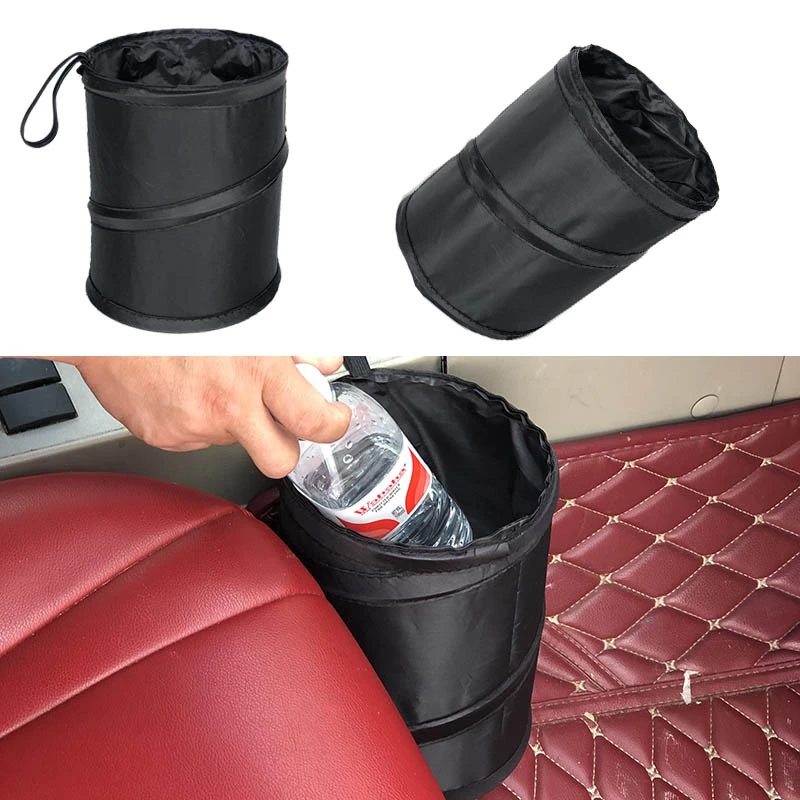 1Pc Black Car Trash Can Pack Bag Waterproof Car Trash Bag for Little Leak Proof Car Cooler Bag- Car Garbage Bag with Side Pocket