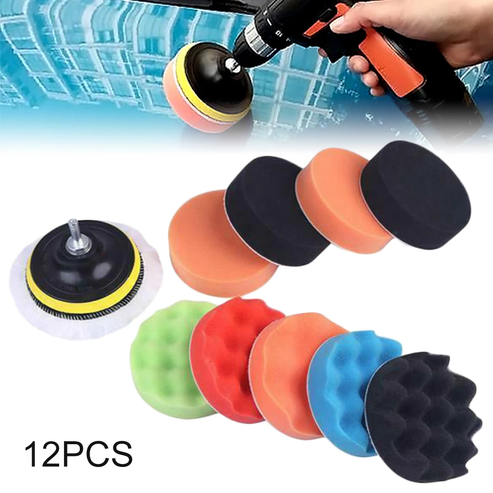1Set 3 Inch Sponge Car Polisher Waxing Pads Buffing Kit for Boat Car Polish Buffer Drill Wheel Polishing Removes Scratches