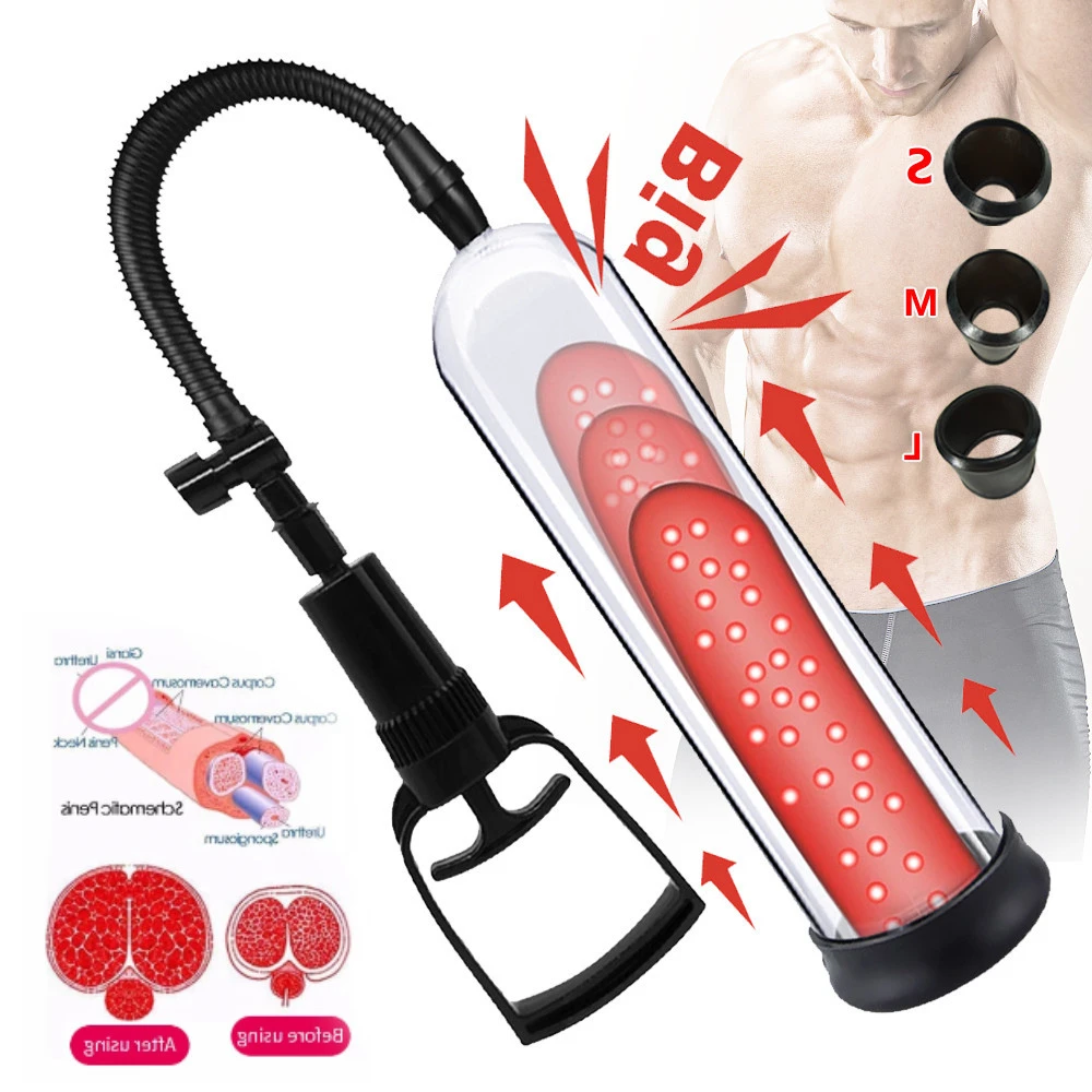 Male Penis Pump Vacuum Pump Manual Penis Extender Enhancer Male Masturbator Penile Trainer Tool Adult Sex Toys for Men