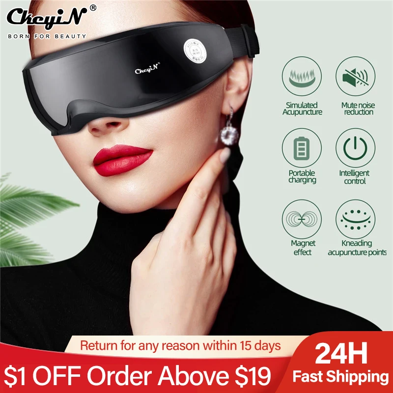 Electric Eye Massager Cordless Kneading Acupuncture Points Eye Fatigue Relief Massage Glasses USB Charge Massager for Eye Strain