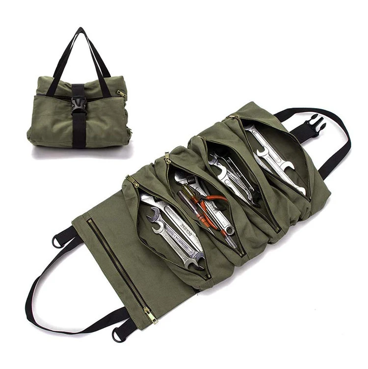 Mintiml Tool Bag Multi-Purpose Tool Roll Bag Wrench Roll Pouch Hanging Tool Zipper Carrier Tote Working Tool Bag