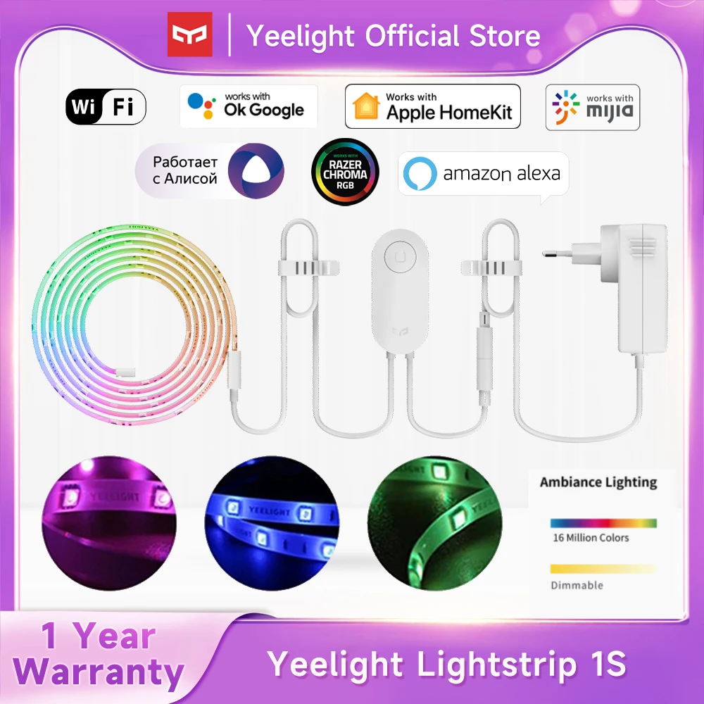 Yeelight RGB Lightstrip 1S 2 Meter RGB LED Strip 110V 220V Wifi Smart Control Work With Google Assistant Homekit