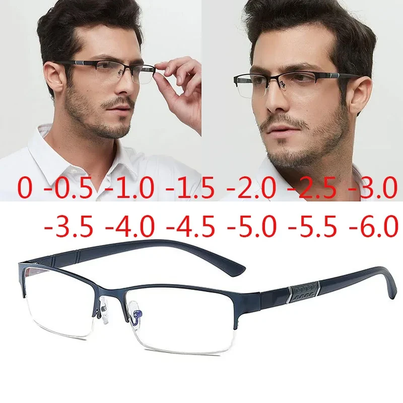 Half Metal Frame Nearsighted Glasses Unisex Prescription Myopia 0 -0.5 -1 -1.5 -2 -2.5 -3 -4 -5 -6