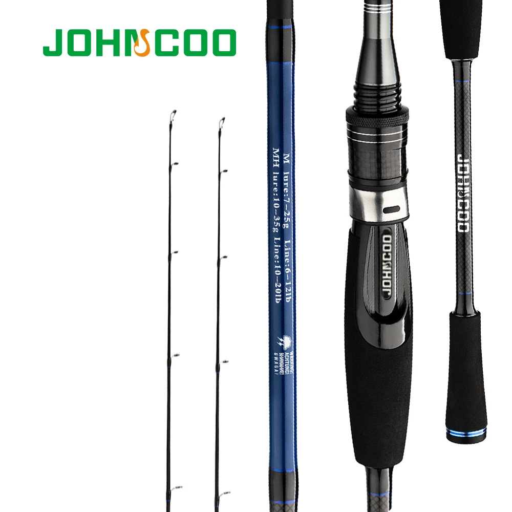 JOHNCOO Casting Spinning Fishing Rod 1.8m 2.1m 2.4m Power M MH Carbon Rod Pole 2 Section Fiber Baitcasting Fishing Rod