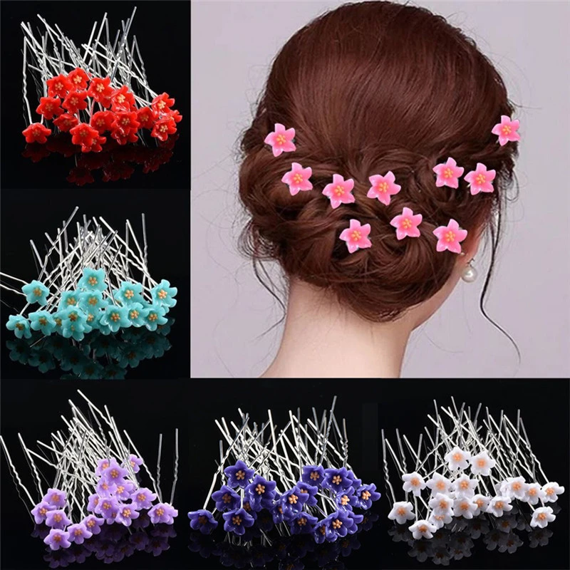 5/10Pcs Women Bridal Wedding Crystal Diamante Flower Rose Hairpin Clip Barrettes Sticks Hair Braider Styling Tools Accessories