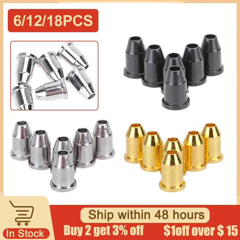 6pcs Guitar String Caps Mounting Buckle Through Body Ferrules Bushing Parts Guitar Accessories Black Silver Gold