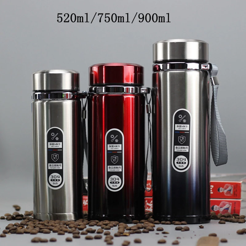 High Capacity Thermos Mug Flask Stainless Steel Tumbler Insulated Water Bottle Portable Vacuum Flask For Tea Travle Mugs