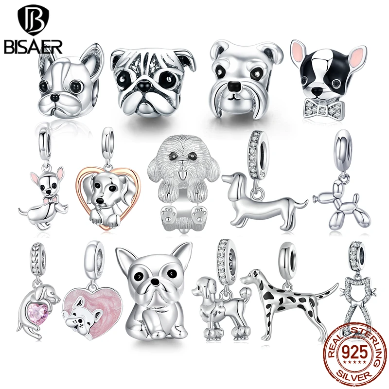 925 Sterling Silver A Dog 's Story Poodle Puppy French Bulldog Beads Charm Fit BISAER Charms Silver 925 Original Bracelet