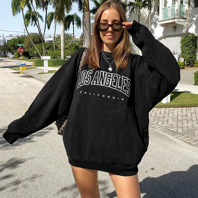 Hoodies Women Autumn 2021 Simple All-match Letter Printed Leisure Oversize Pullovers Korean Warm Loose Streetwear Sweatshirts