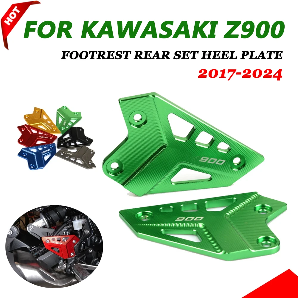 Motorcycle Accessories FootPeg Footrest Rear set Heel Plates Guard Protector For KAWASAKI Z900 Z 900 2017 2018 2019 2020 2021
