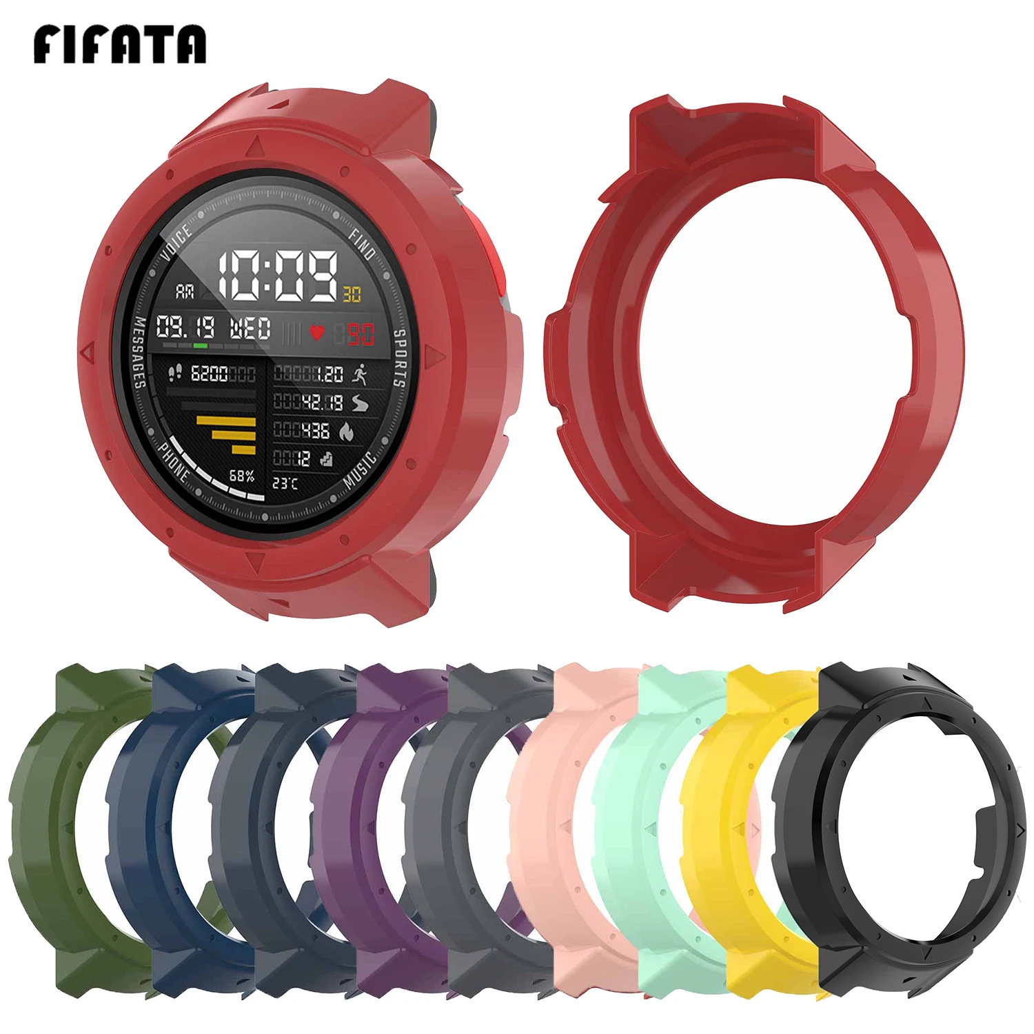 FIFATA PC Cover Case For Huami Amazfit Verge Watch Protectiver Case + Soft Silicone Strap For Huami Amazfit 3 Verge Smart Watch