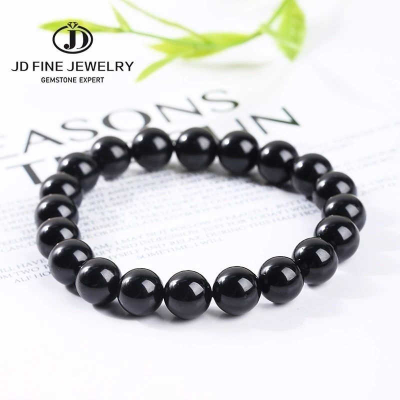 JD 7A Black Tourmaline Bracelet Healing Crystals Root Chakra  Yoga Meditation Jewelry Protection-Emotional Stability-Grounding