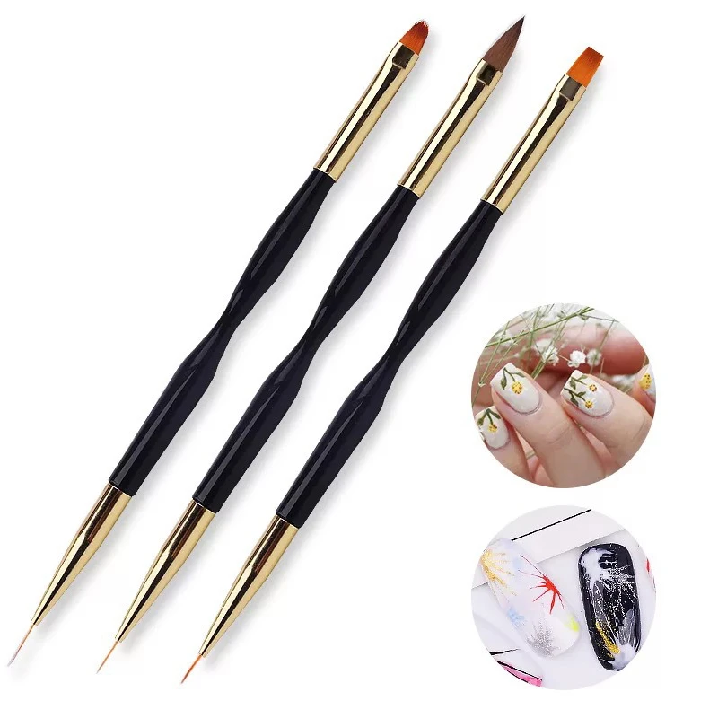 3pcs/Set Nail Art Line Painting Pen Slim 3D Tips Acrylic UV Gel Brushes Drawing Colorful Line Grid Design Nail Manicure Tools