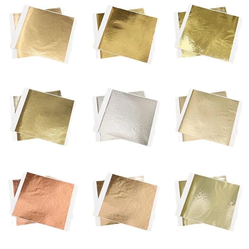 100Pcs Colored Gold Leaf Sheets Gold Leaf Glitter Paper Arts Crafts Gilding Furniture Nail Vintage Decoration DIY Painting Potal