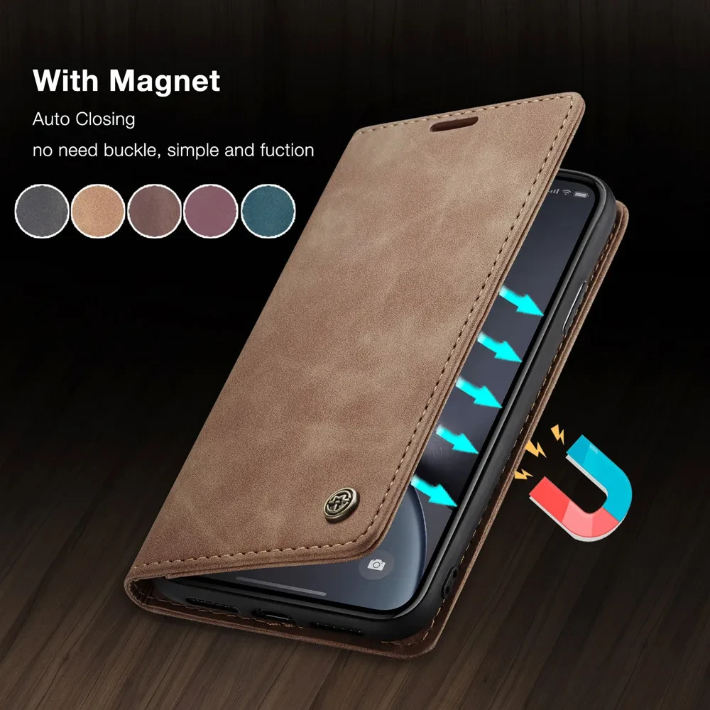 Leather Phone Case For iPhone 12 13 11 Pro XS Max X XR SE 2020 8 7 6 6S Plus 5S Magnetic Wallet Cover For Samsung S21 S20 Coque