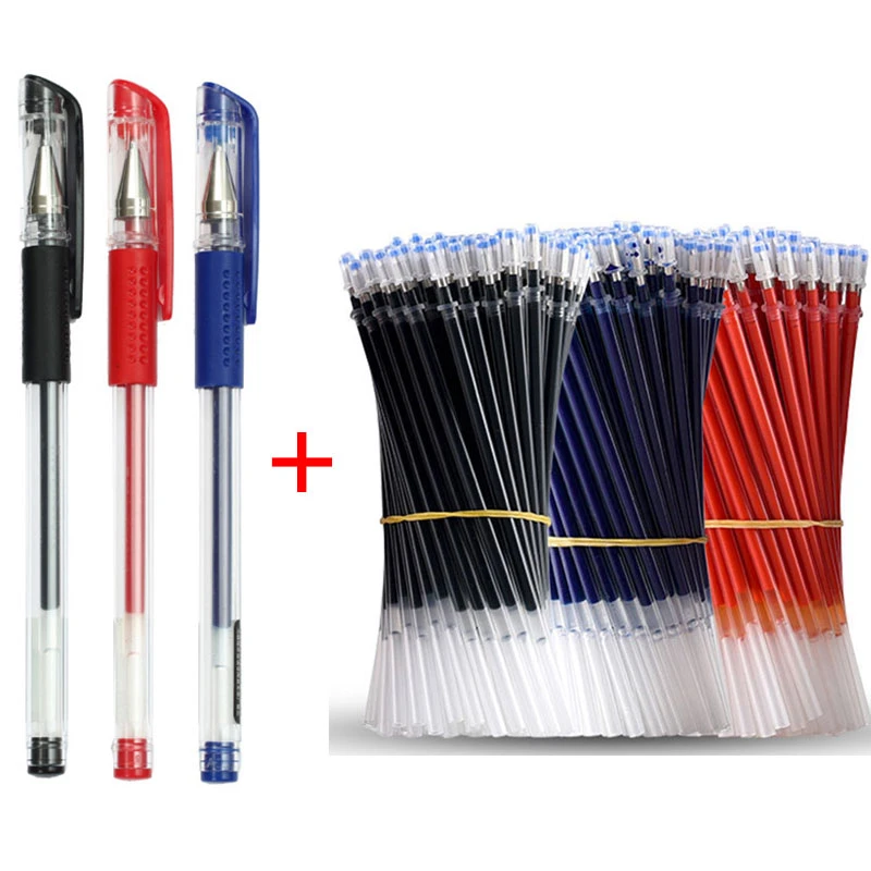 3+20Pcs/Set Gel Pens Refill Set Black Blue Red ink ballpoint pen Bullet tip 0.5mm journal writing school supplies Stationery