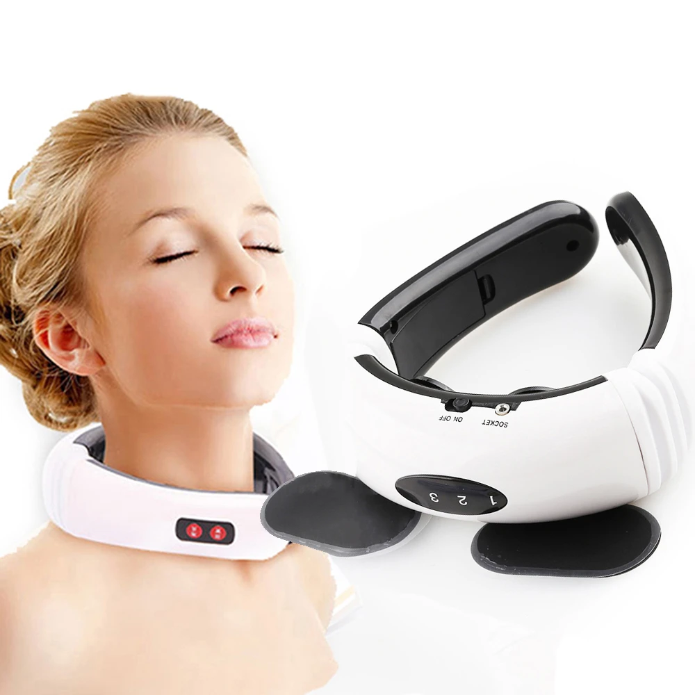 Electric Neck massage instrument cervical Spine treatment Relax electromagnetic shock pulse cervical physiotherapy Massager
