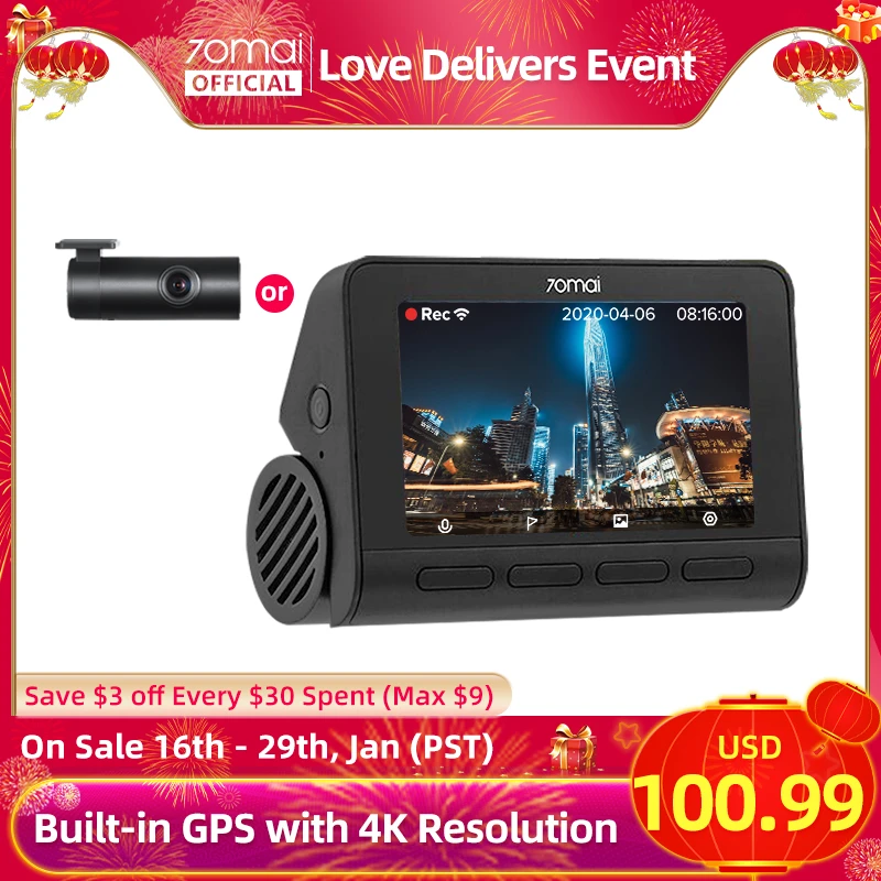 70mai A800S Dash Cam 4K Built-in GPS ADAS Real 70mai 4K A800 Camera UHD Cinema-quality Image 24H Parking 140FOV Support Rear Cam